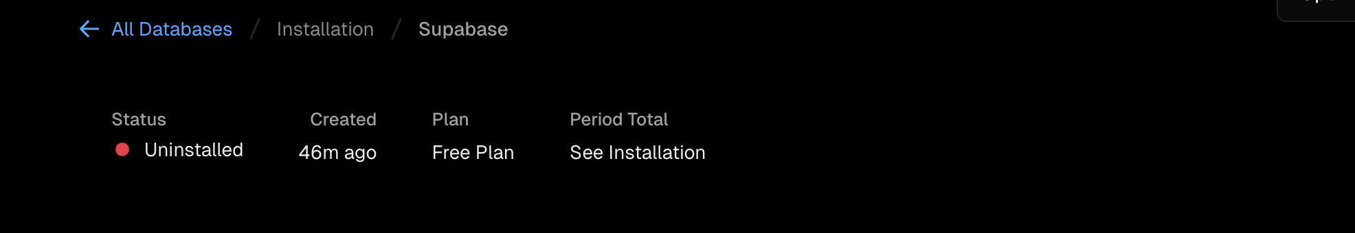Uninstalled Supabase project in Vercel Storage